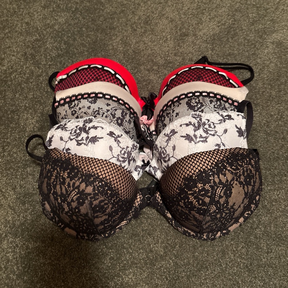Victoria's Secret Lace Bra Collection - Black, Red, White